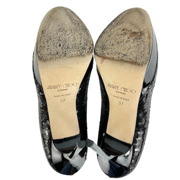 Jimmy Choo Cosmic Sequined Platform 120mm Heels Women’s 37 US 7 in Black - Picture 14 of 15